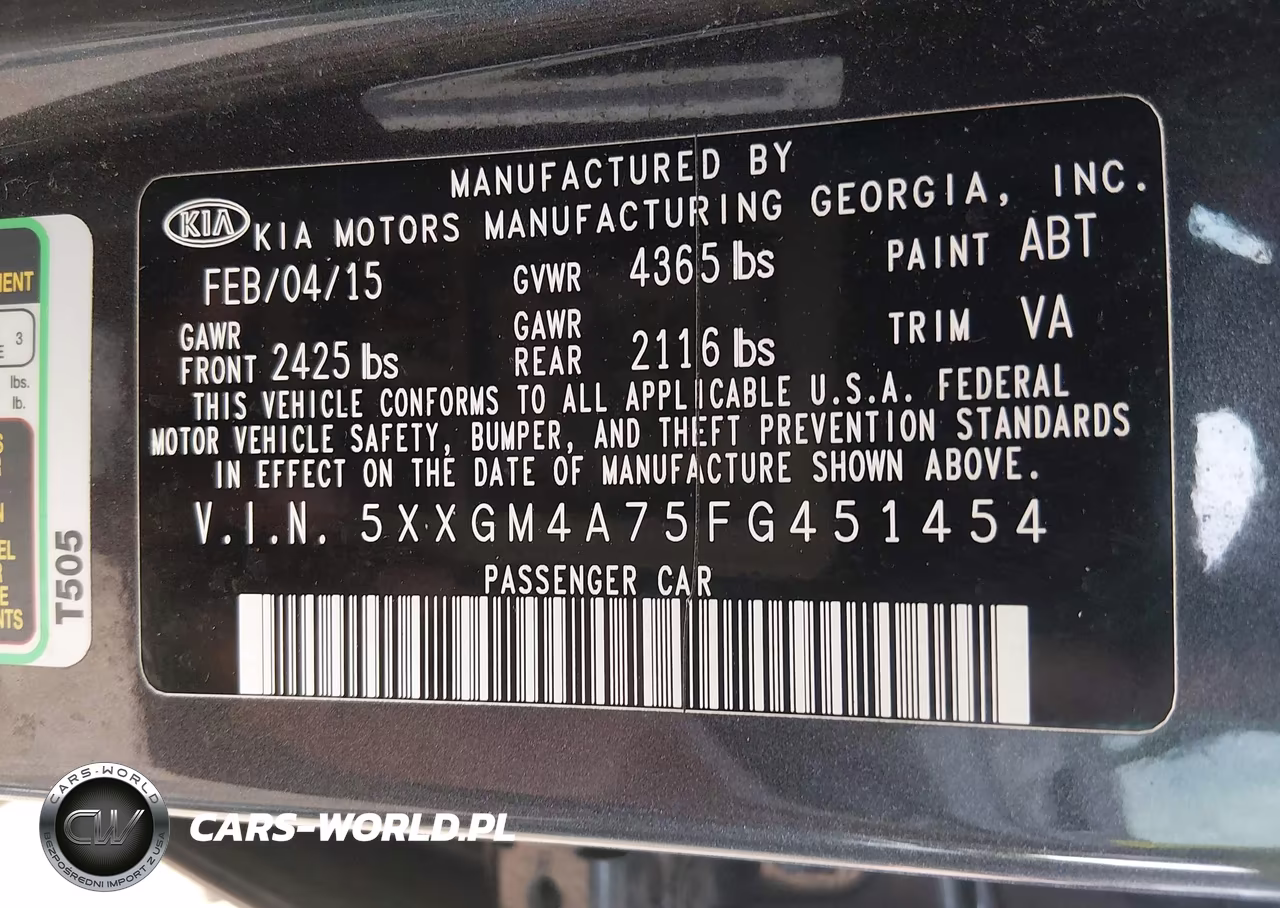 2015 Kia Optima Lx VIN:5XXGM4A75FG451454 - 9