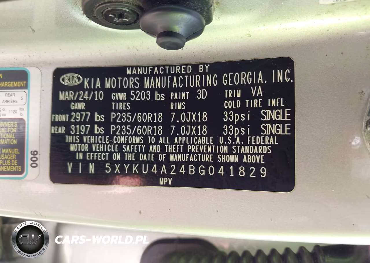 2011 Kia Sorento Ex V6 VIN:5XYKU4A24BG041829 - 9