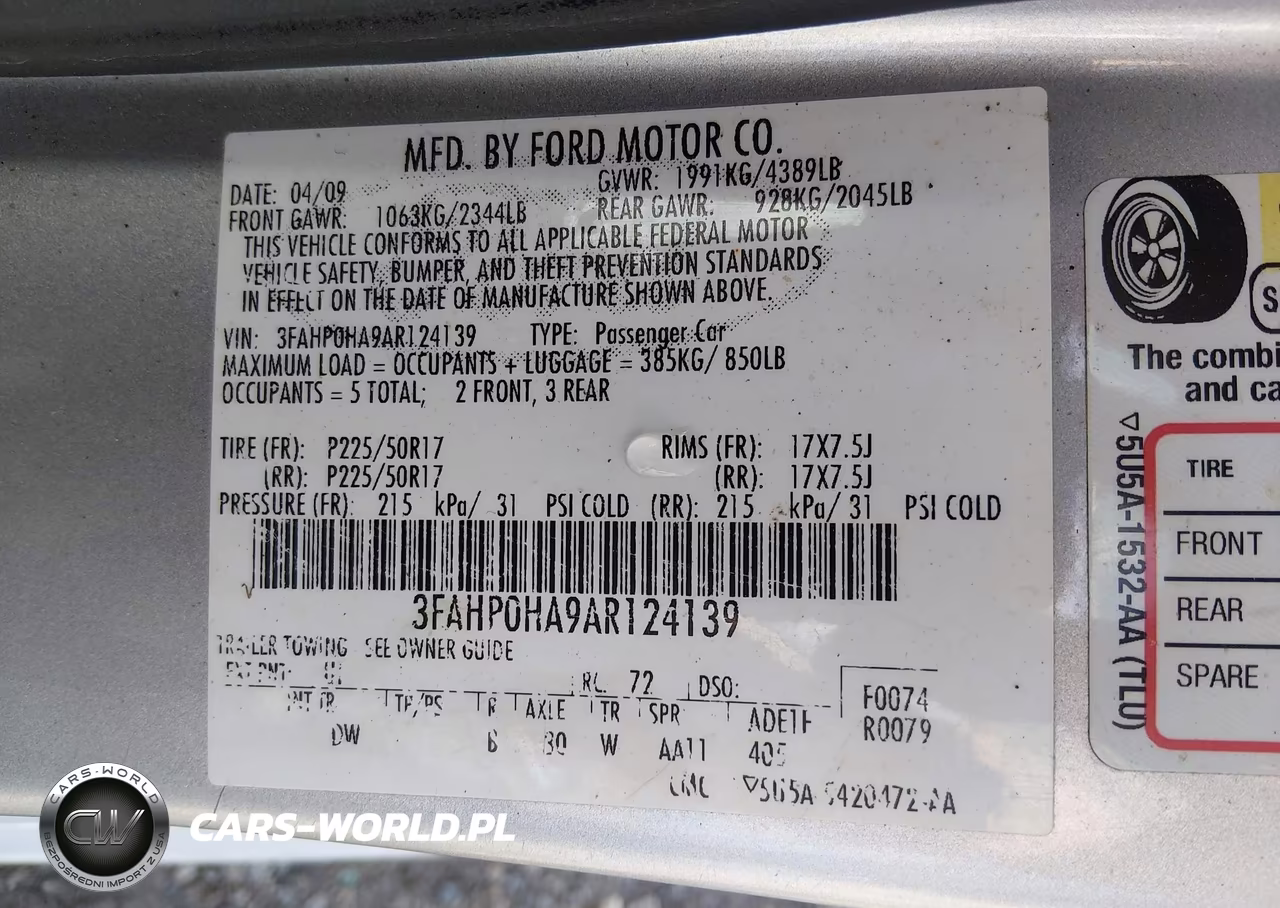2010 Ford Fusion Se VIN:3FAHP0HA9AR124139 - 9