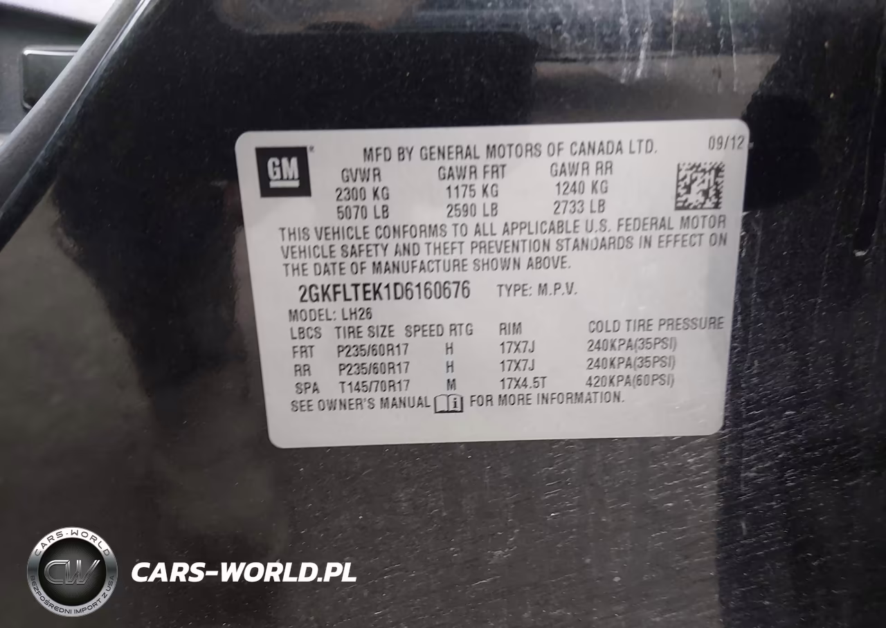 2013 GMC Terrain Sle-2 VIN:2GKFLTEK1D6160676 - 9