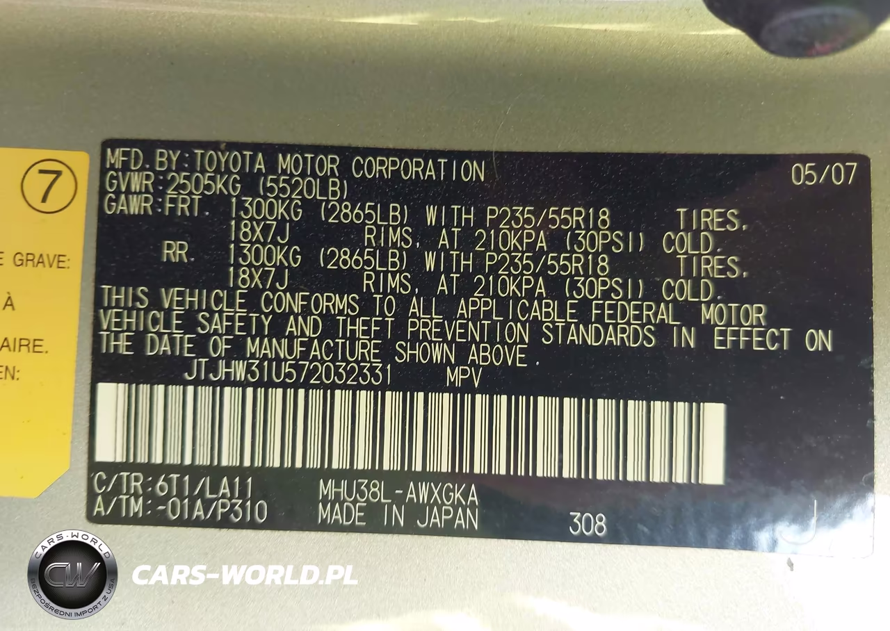 2007 Lexus Rx 400H VIN:JTJHW31U572032331 - 9