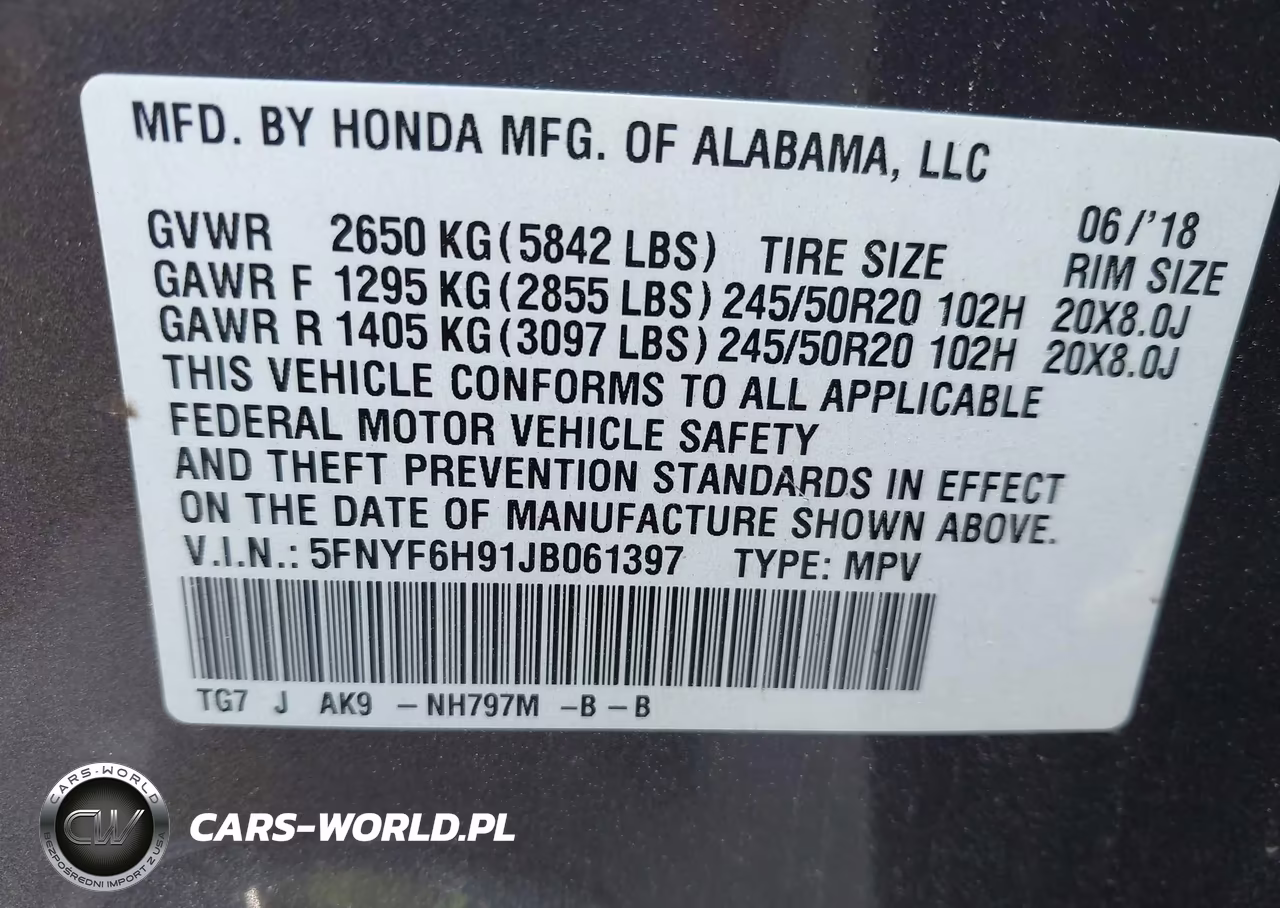 2018 Honda Pilot Touring VIN:5FNYF6H91JB061397 - 9
