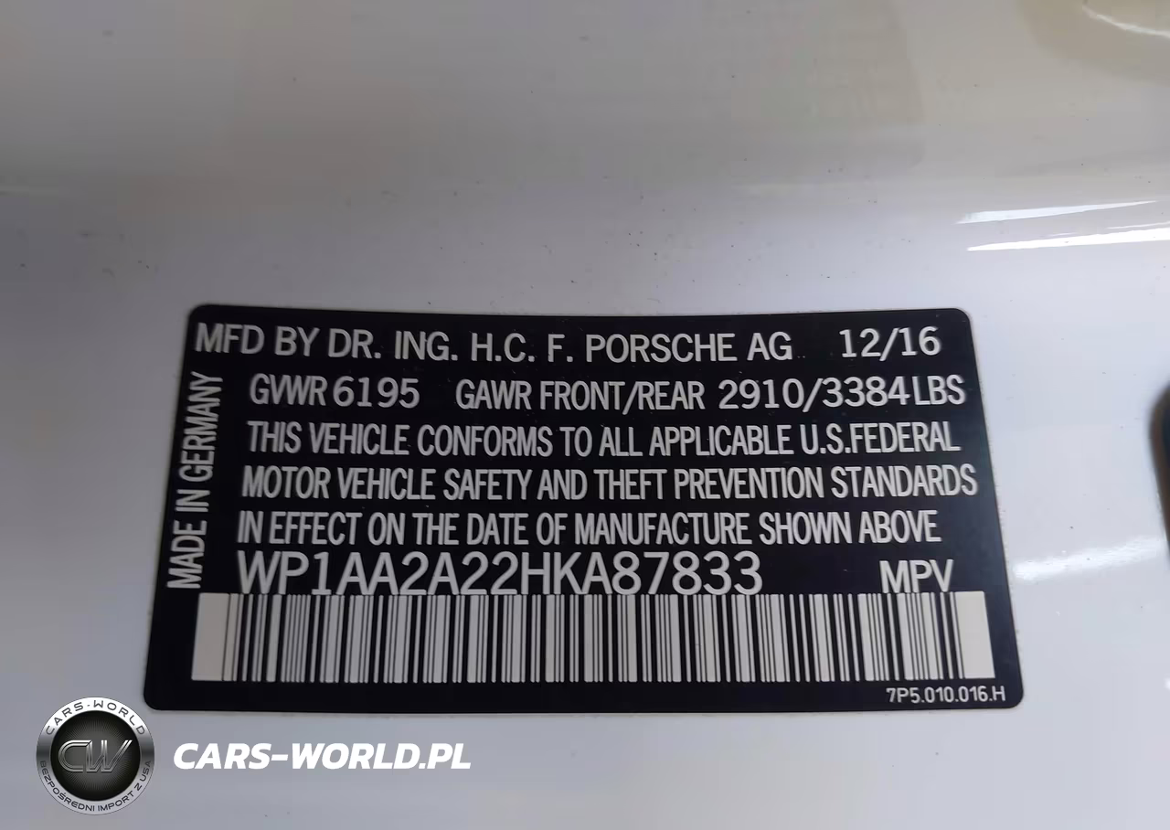 2017 Porsche Cayenne Platinum Edition VIN:WP1AA2A22HKA87833 - 9