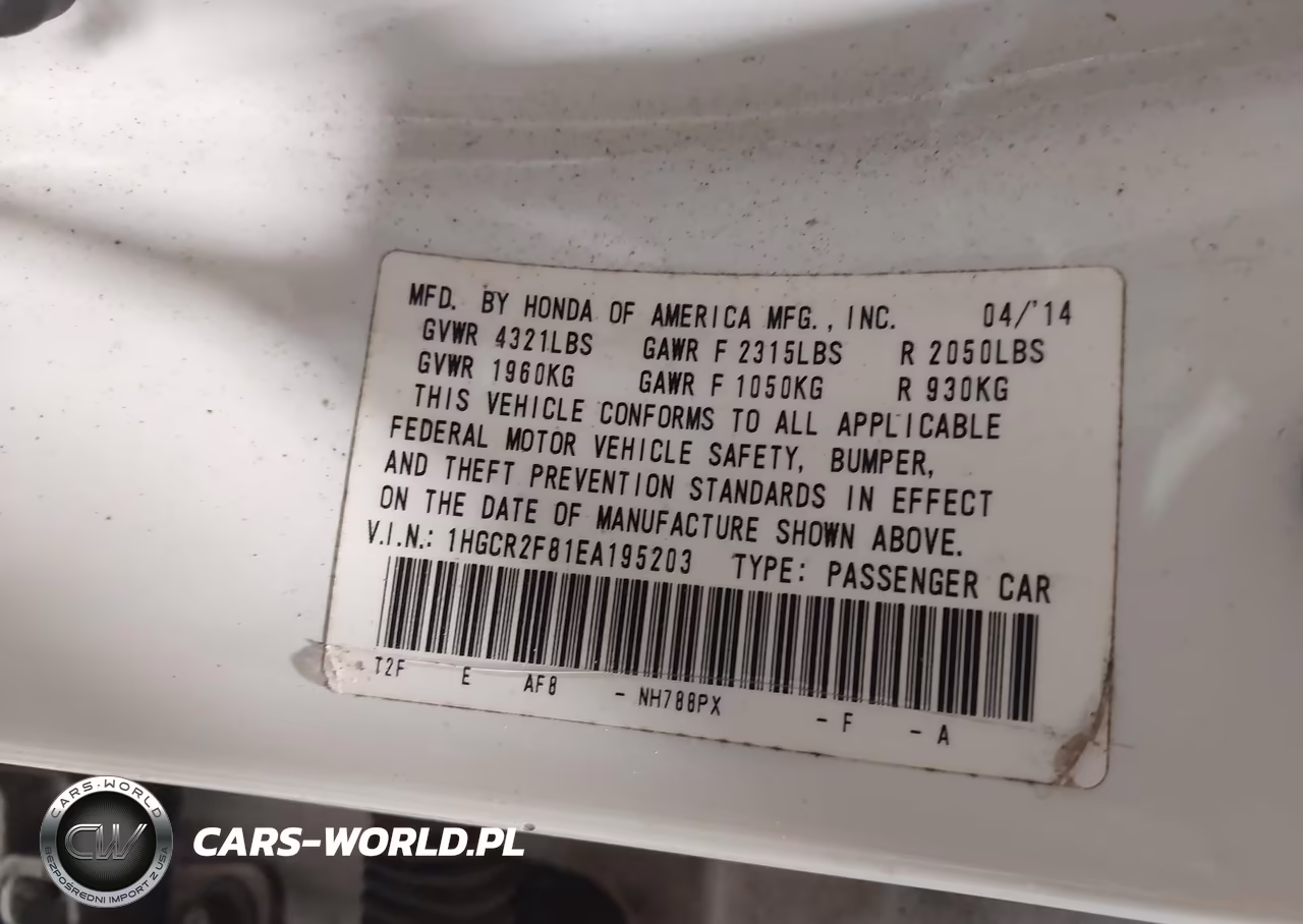 2014 Honda Accord Exl VIN:1HGCR2F81EA195203 - 9