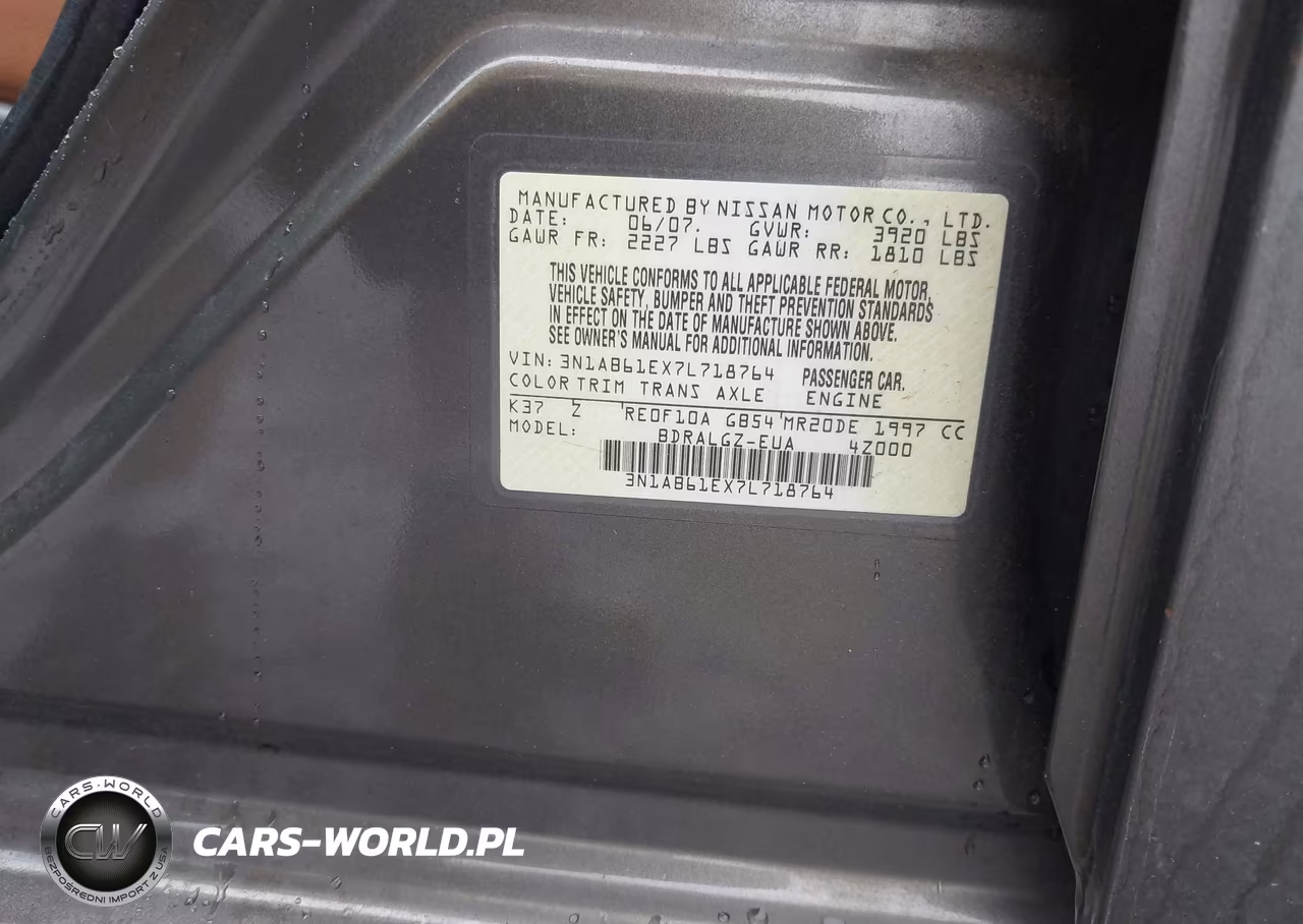 2007 Nissan Sentra 2.0Sl VIN:3N1AB61EX7L718764 - 9