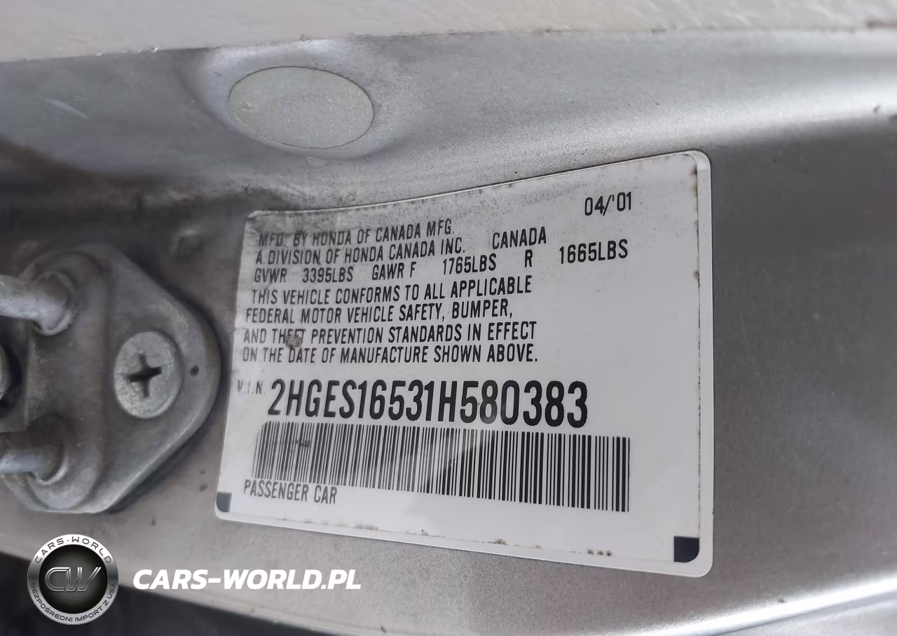 2001 Honda Civic Lx VIN:2HGES16531H580383 - 9