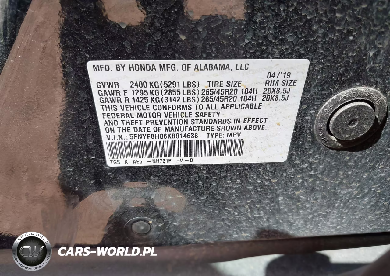 2019 Honda Passport Elite VIN:5FNYF8H06KB014638 - 9