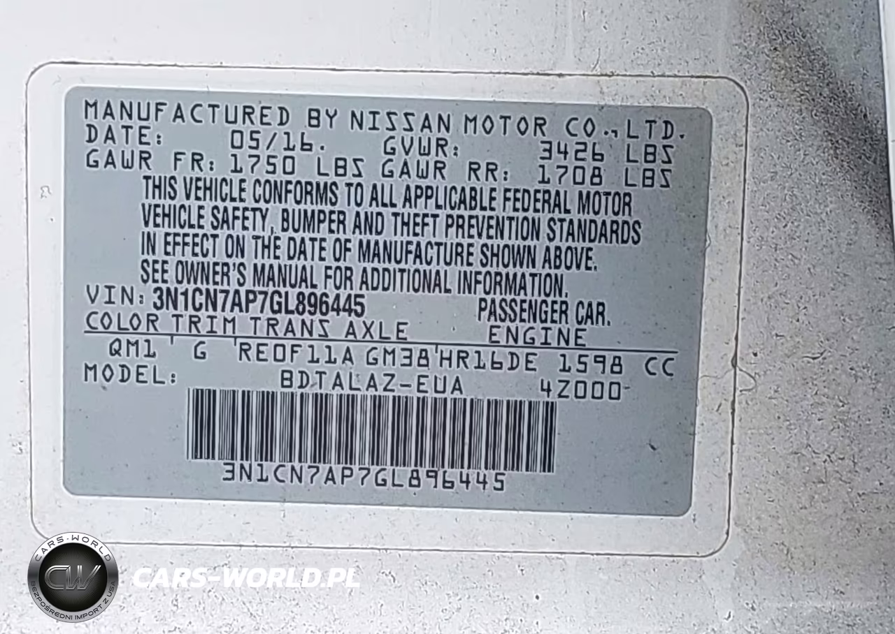 2016 Nissan Versa 1.6 S+ VIN:3N1CN7AP7GL896445 - 9