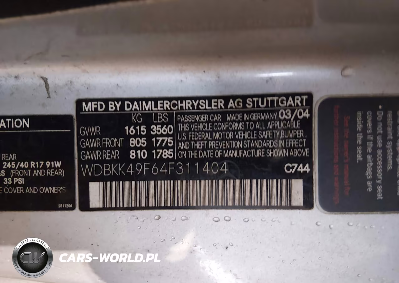 2004 Mercedes-Benz Slk 230 Kompressor VIN:WDBKK49F64F311404 - 9