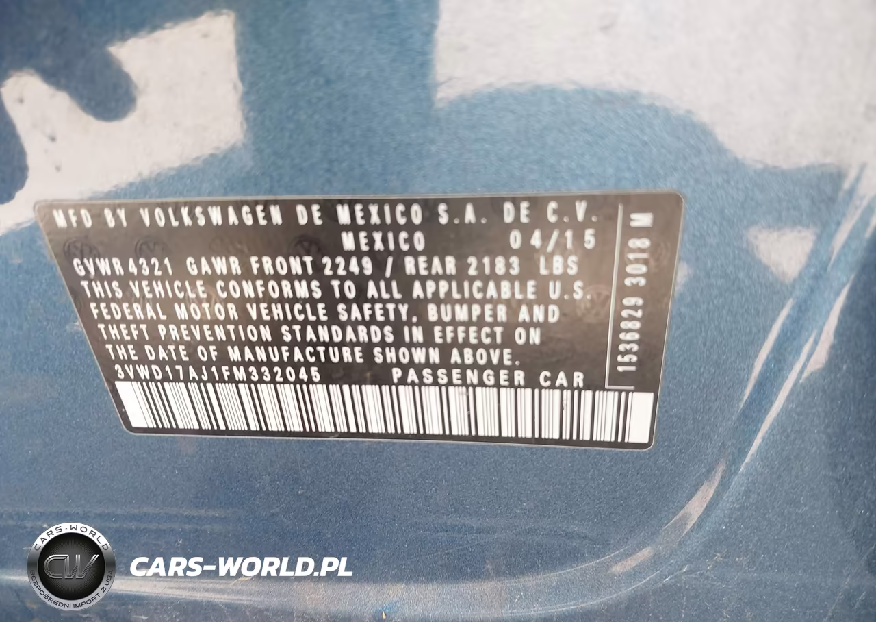 2015 Volkswagen Jetta 1.8T Se VIN:3VWD17AJ1FM332045 - 9