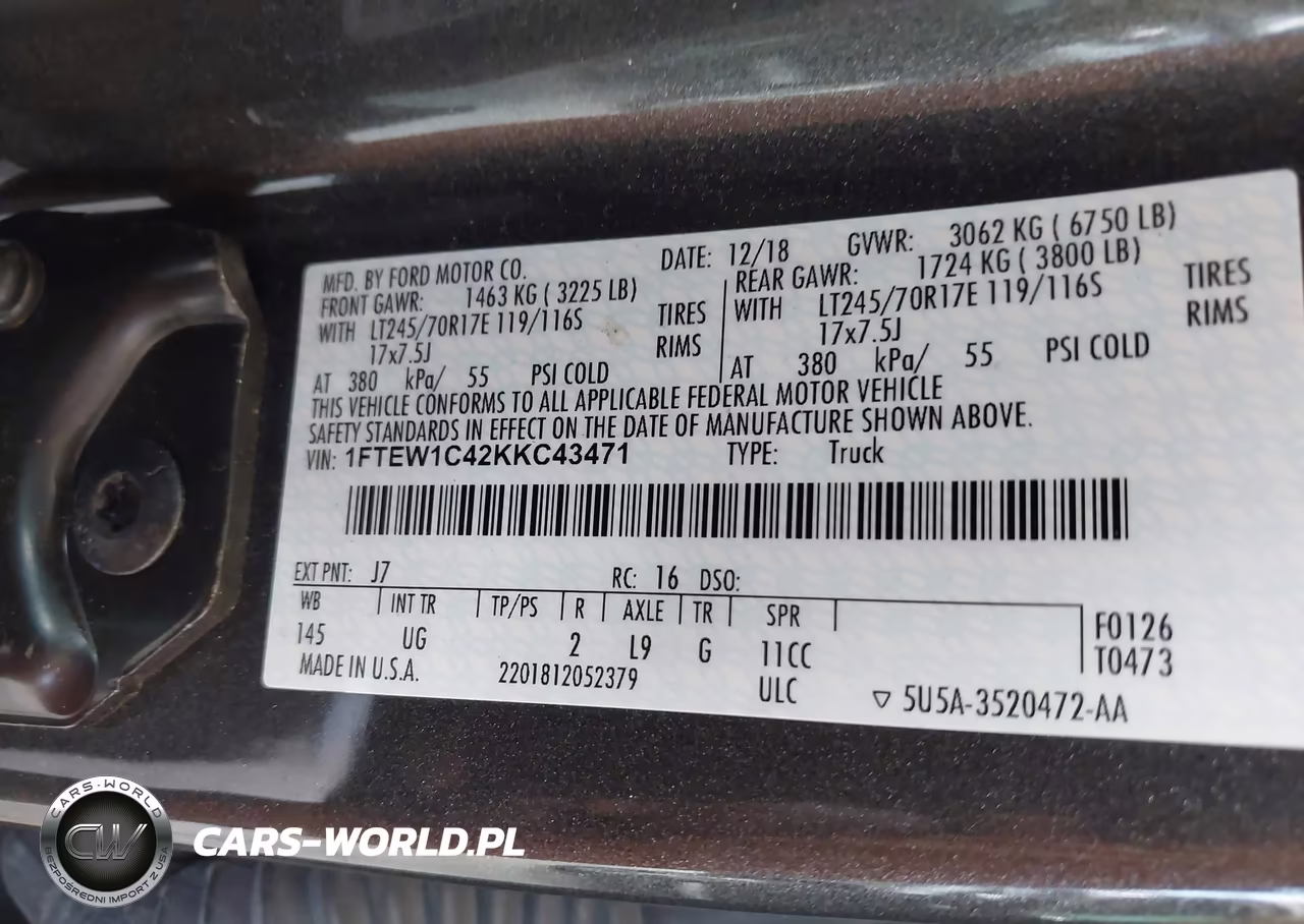 2019 Ford F-150 Xlt VIN:1FTEW1C42KKC43471 - 9