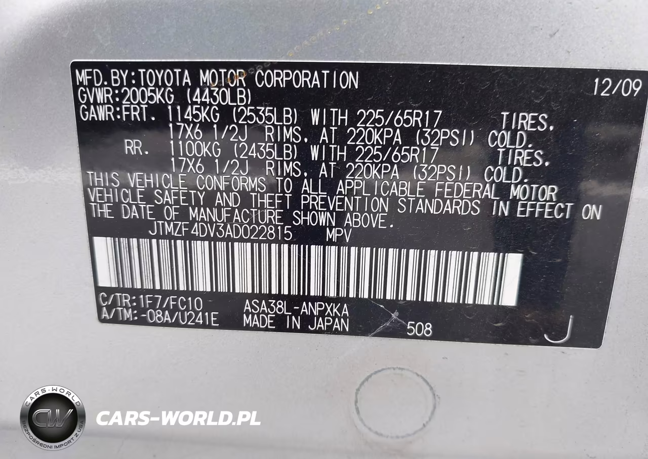 2010 Toyota Rav4 VIN:JTMZF4DV3AD022815 - 9