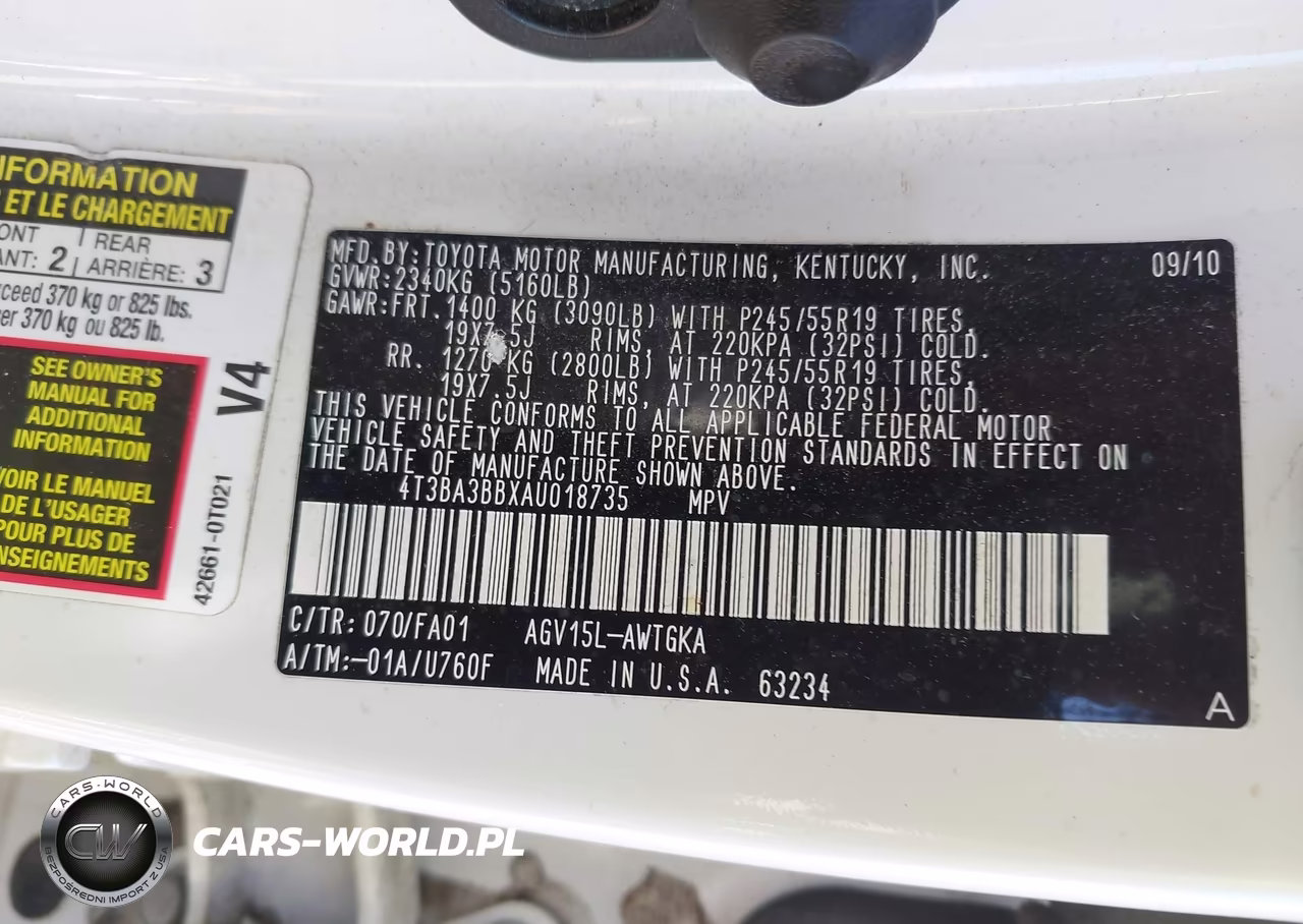 2010 Toyota Venza VIN:4T3BA3BBXAU018735 - 9