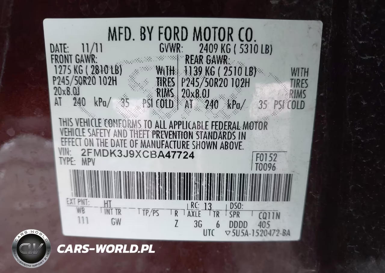 2012 Ford Edge Sel VIN:2FMDK3J9XCBA47724 - 9