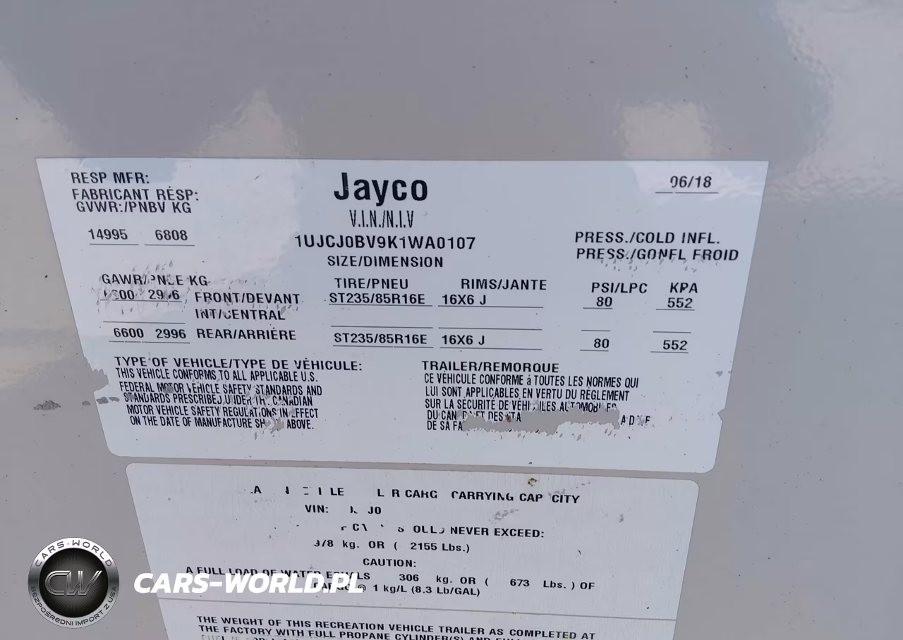 2019 Jayco Other VIN:1UJCJ0BV9K1WA0107 - 9
