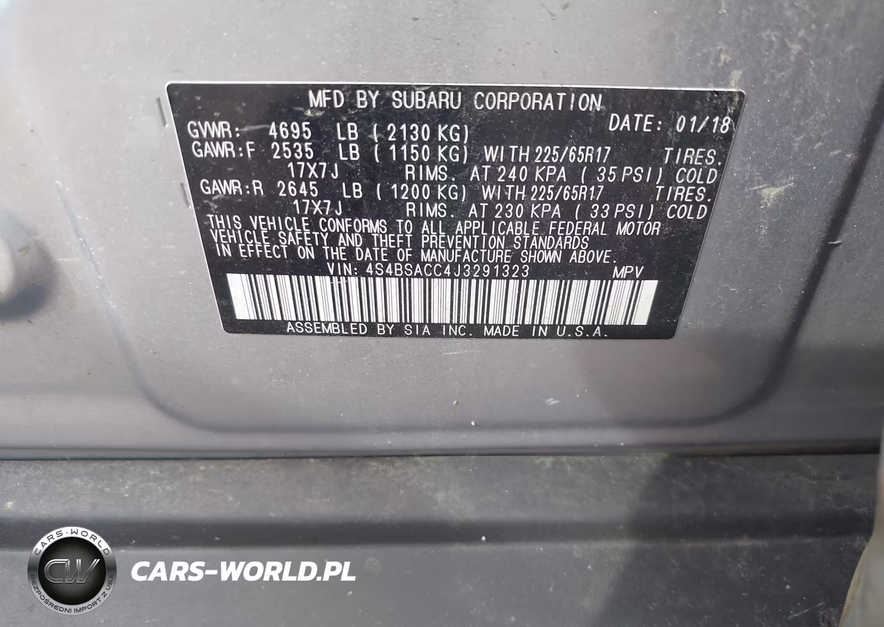 2018 Subaru Outback 2.5I Premium VIN:4S4BSACC4J3291323 - 9