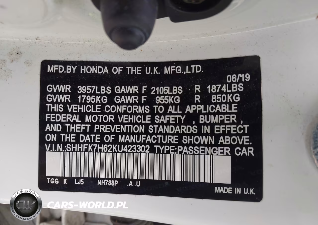 2019 Honda Civic Ex VIN:SHHFK7H62KU423302 - 9