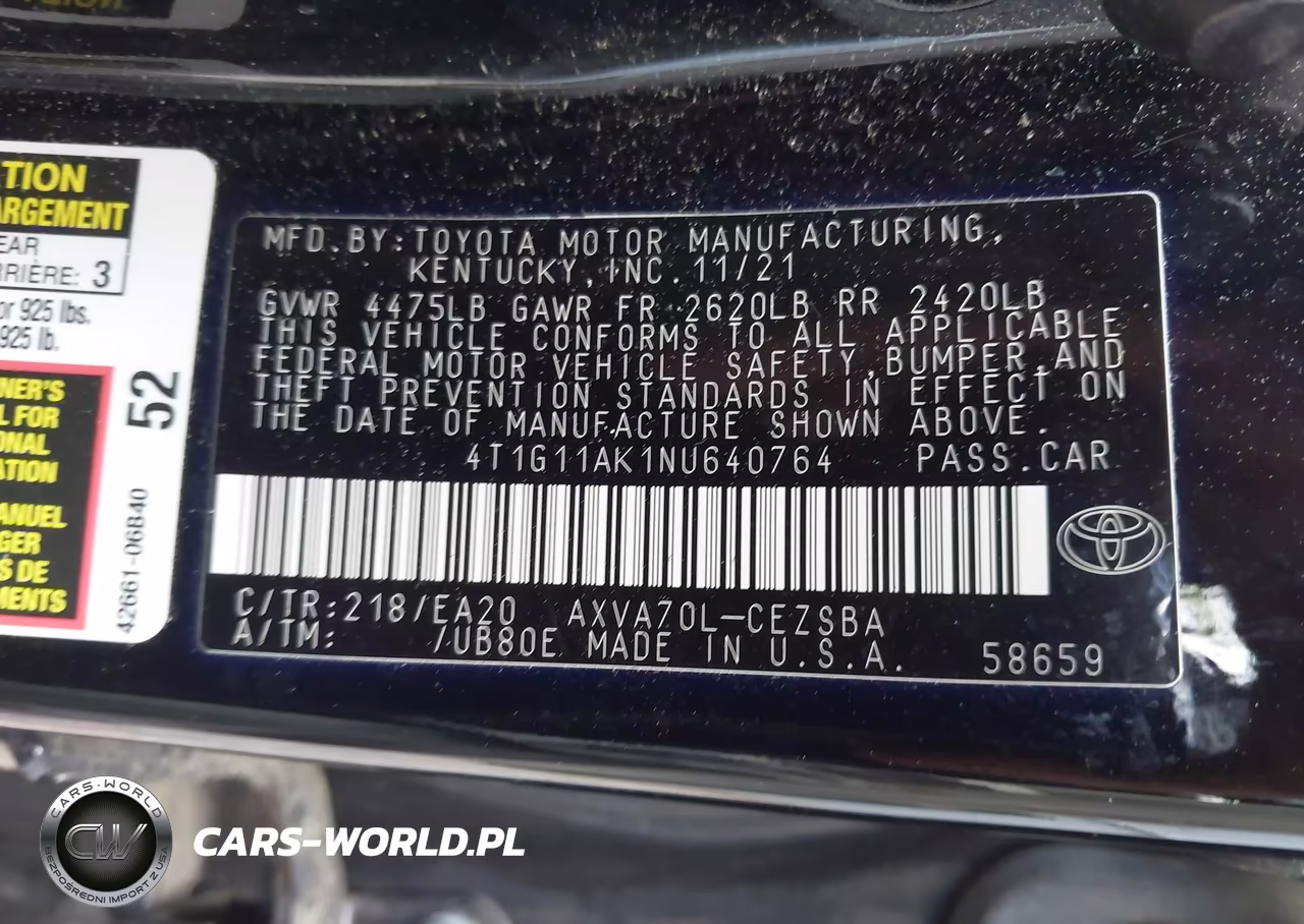 2022 Toyota Camry Se VIN:4T1G11AK1NU640764 - 9