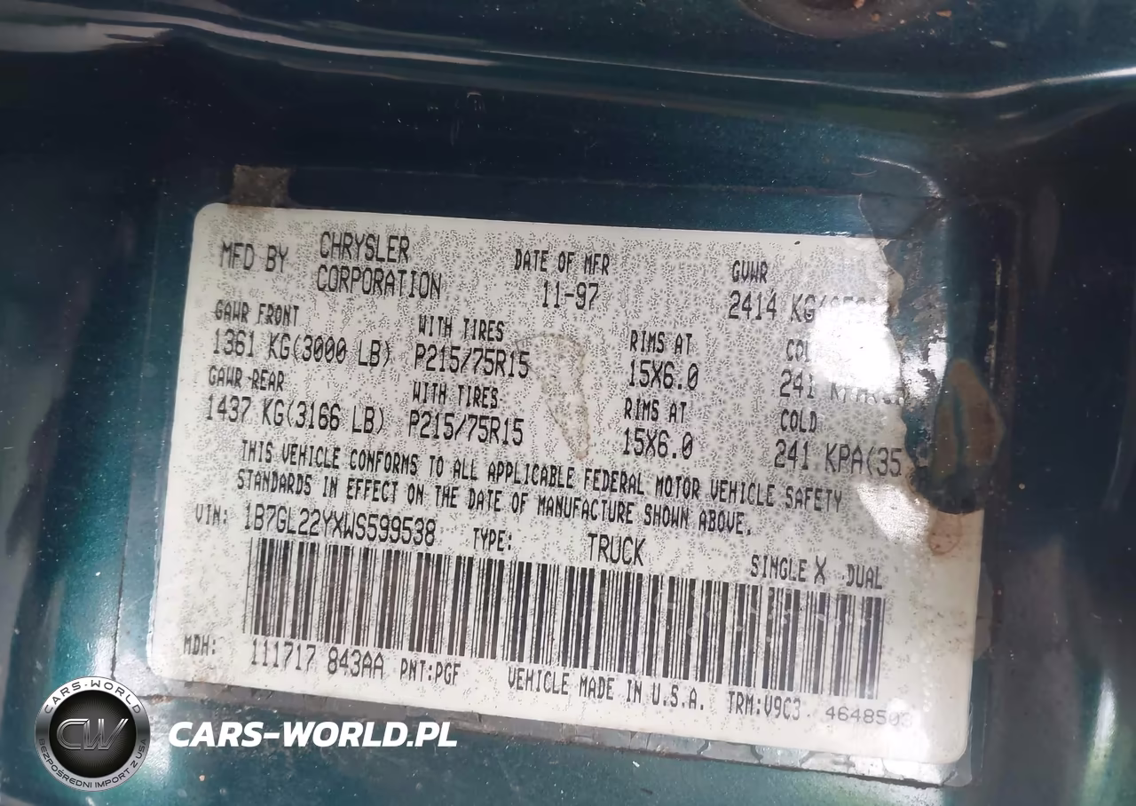 1998 Dodge Dakota Slt-Sport VIN:1B7GL22YXWS599538 - 9