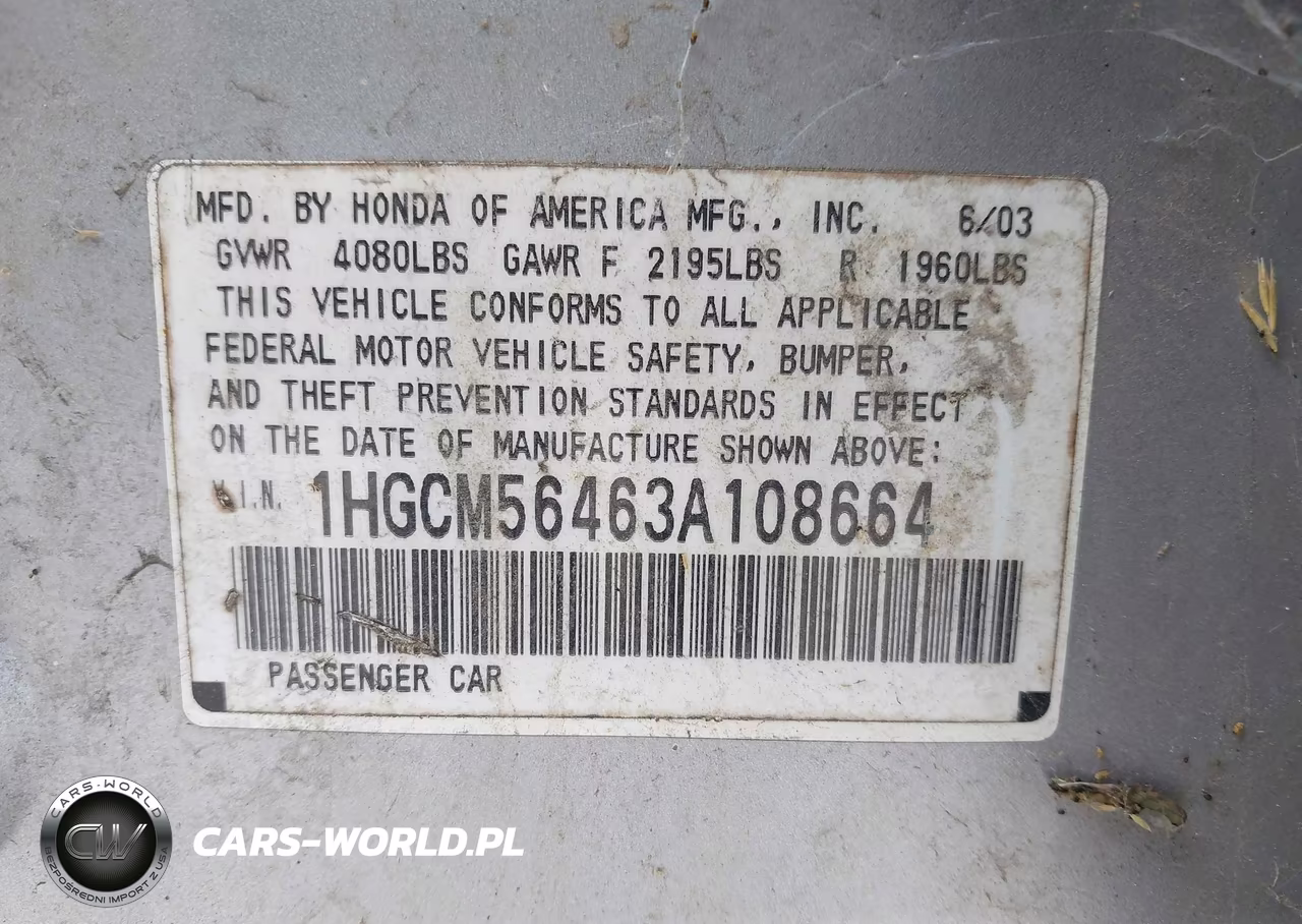 2003 Honda Accord Lx VIN:1HGCM56463A108664 - 9