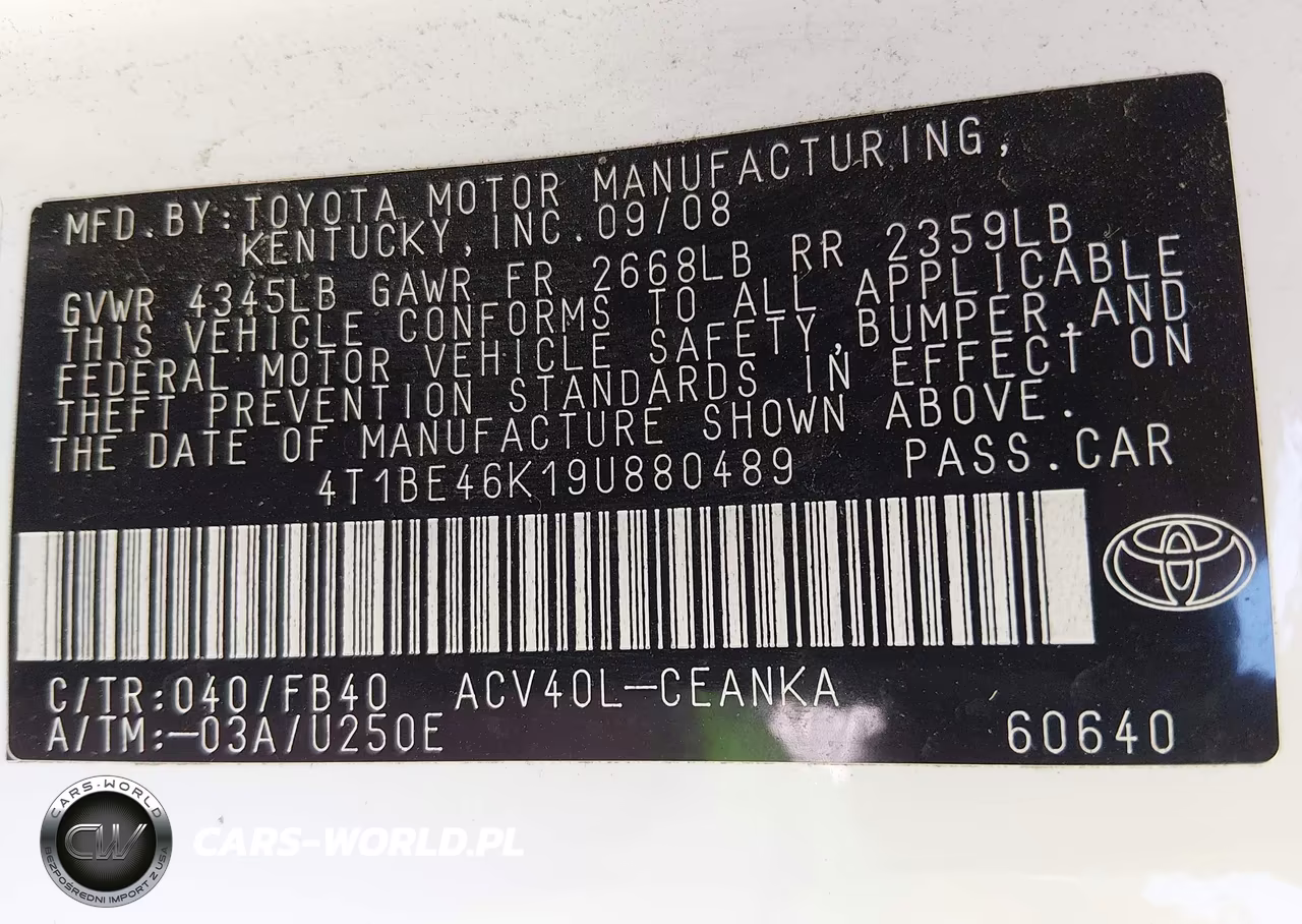 2009 Toyota Camry Le VIN:4T1BE46K19U880489 - 9