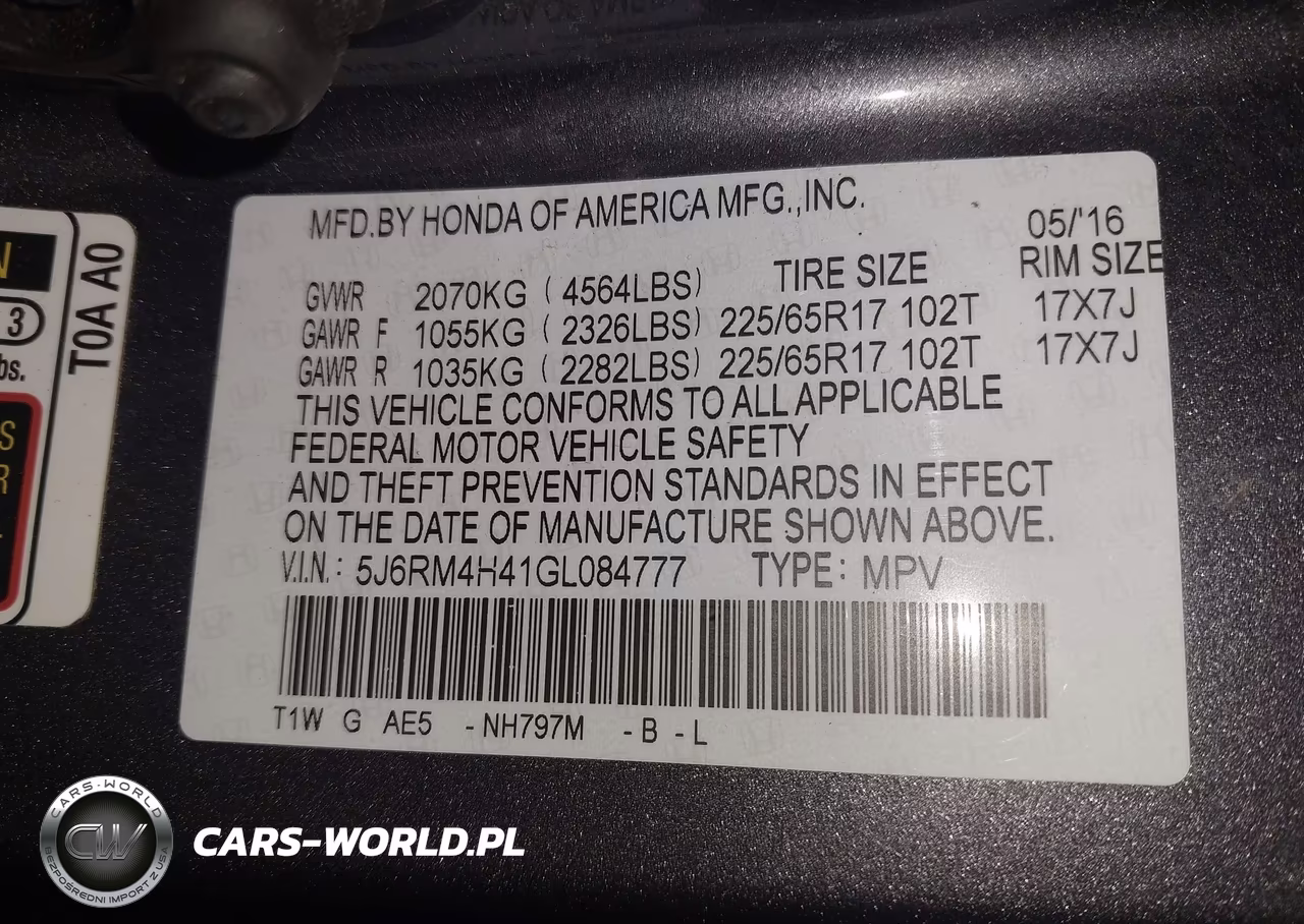 2016 Honda Cr-V Se VIN:5J6RM4H41GL084777 - 9