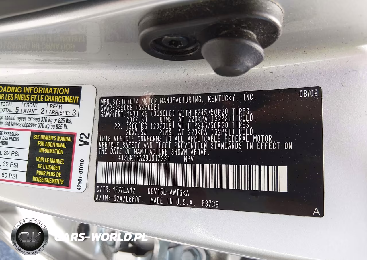 2009 Toyota Venza Base V6 VIN:4T3BK11A29U017231 - 9