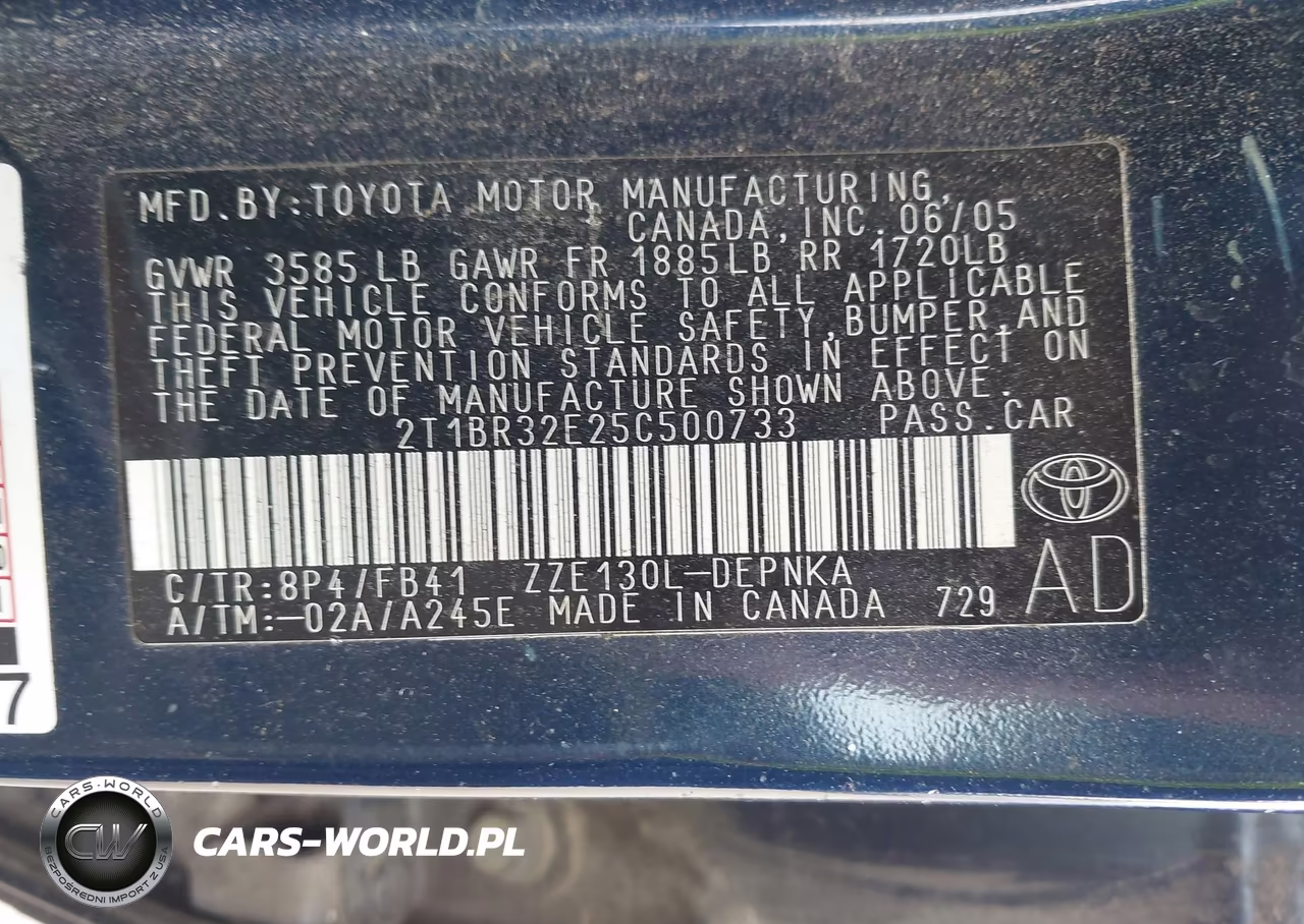 2005 Toyota Corolla Le VIN:2T1BR32E25C500733 - 9