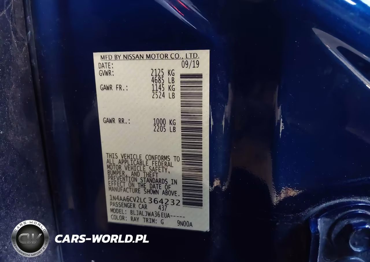 2020 Nissan Maxima Sv Xtronic Cvt VIN:1N4AA6CV2LC364232 - 9