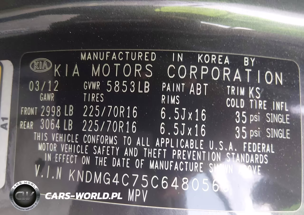 2012 Kia Sedona Lx VIN:KNDMG4C75C6480566 - 9