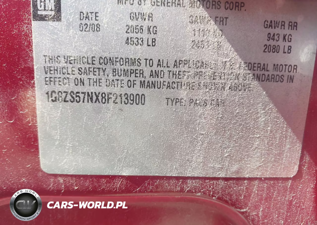 2008 Saturn Aura Xe VIN:1G8ZS57NX8F213900 - 9