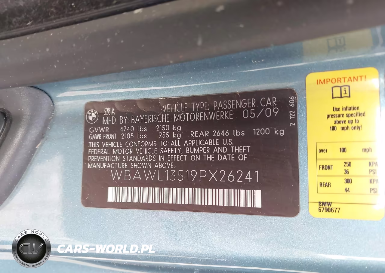 2009 BMW 328I VIN:WBAWL13519PX26241 - 9