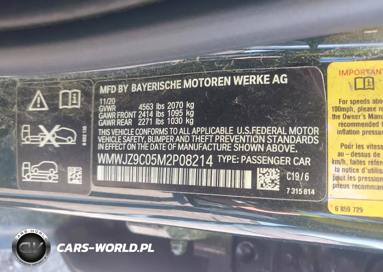 2021 Mini Clubman John Cooper Works VIN:WMWJZ9C05M2P08214 - 9
