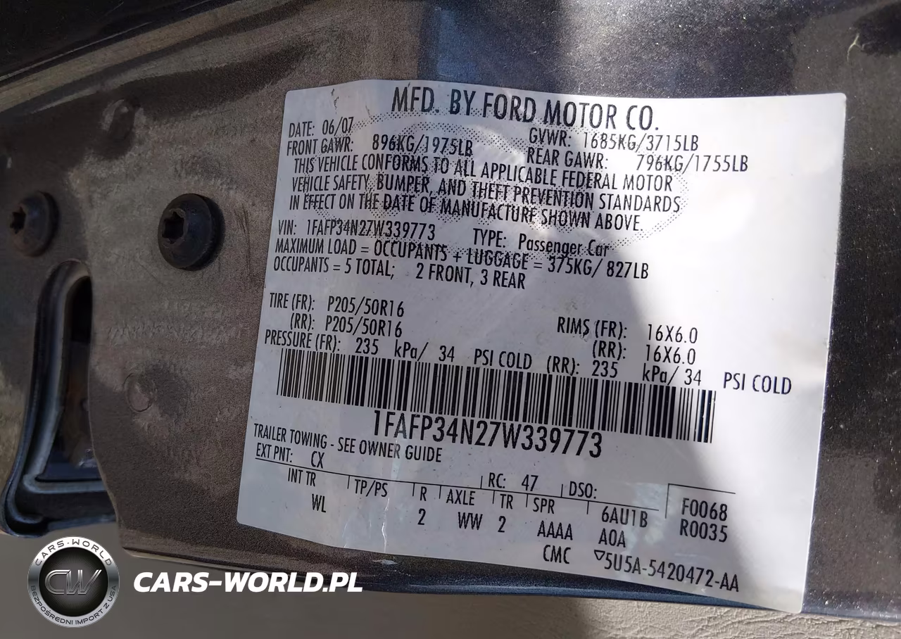 2007 Ford Focus S-Se-Ses VIN:1FAFP34N27W339773 - 9