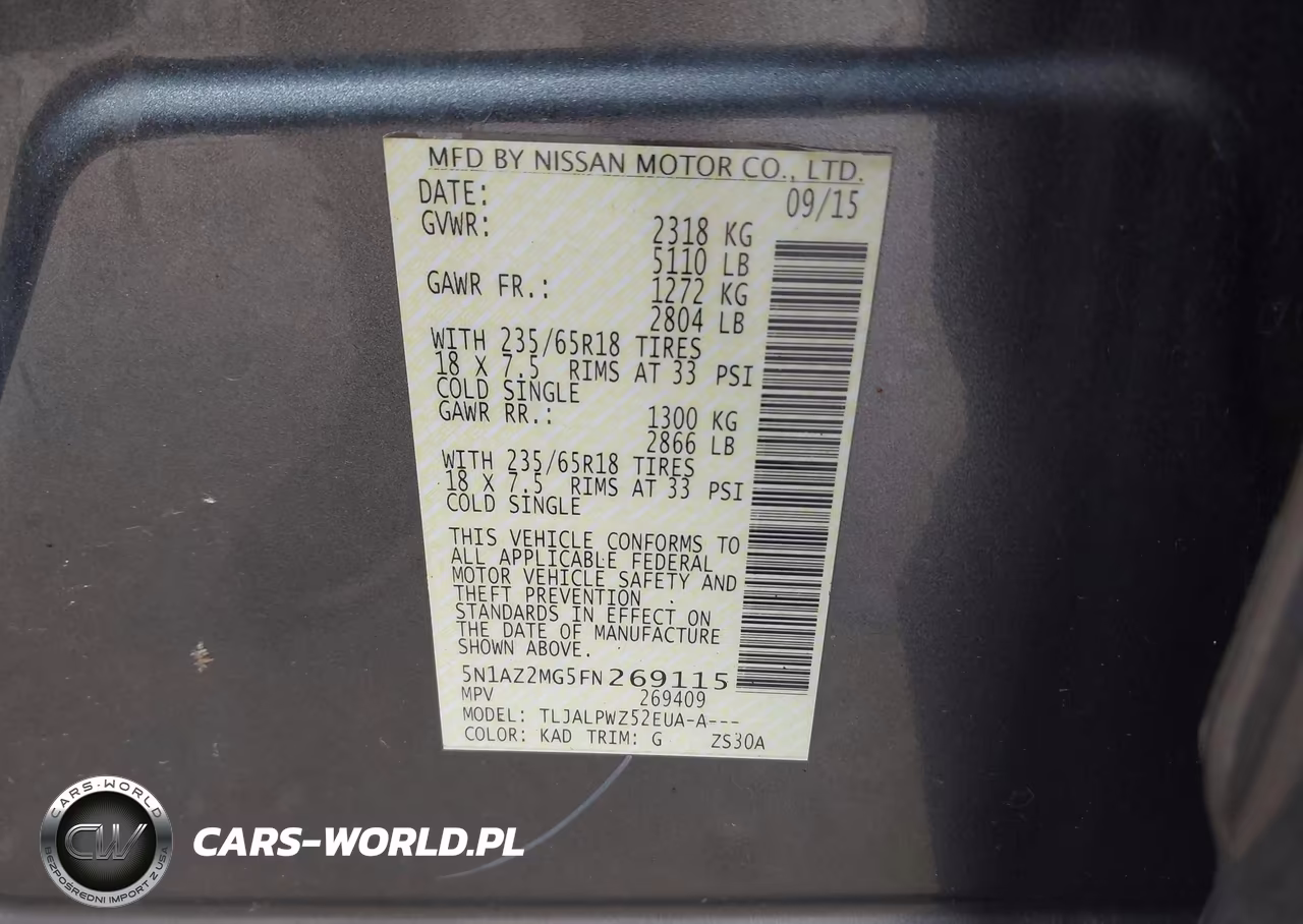 2015 Nissan Murano S VIN:5N1AZ2MG5FN269115 - 9