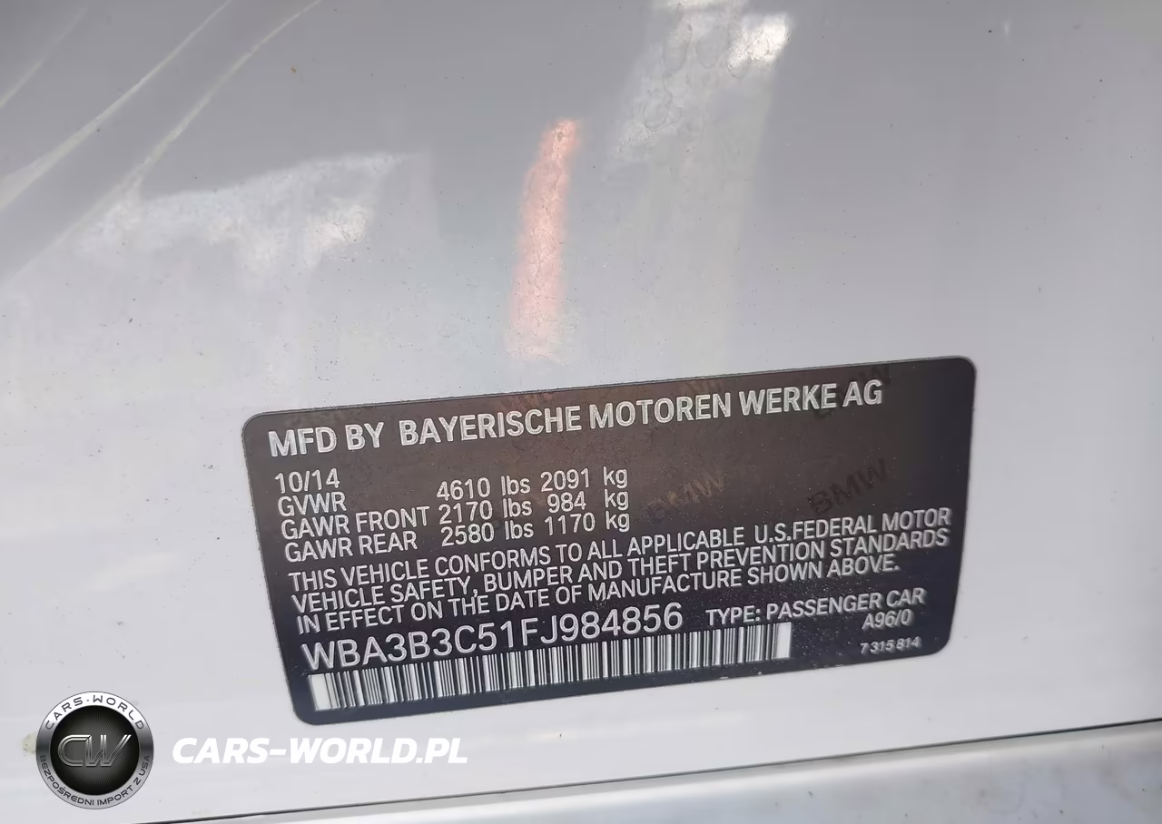 2015 BMW 328I xDrive VIN:WBA3B3C51FJ984856 - 9