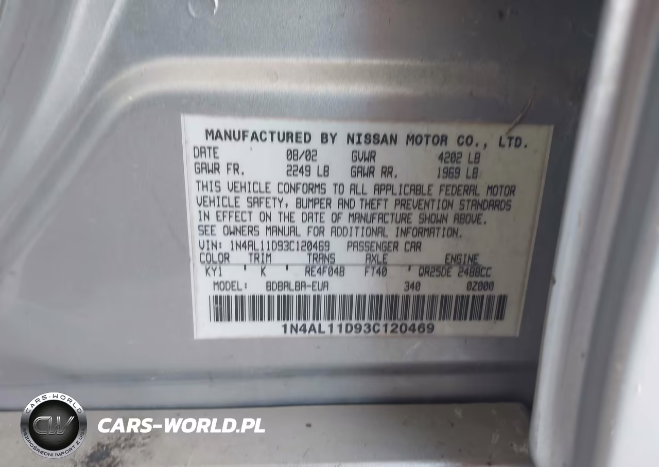 2003 Nissan Altima 2.5 S VIN:1N4AL11D93C120469 - 9