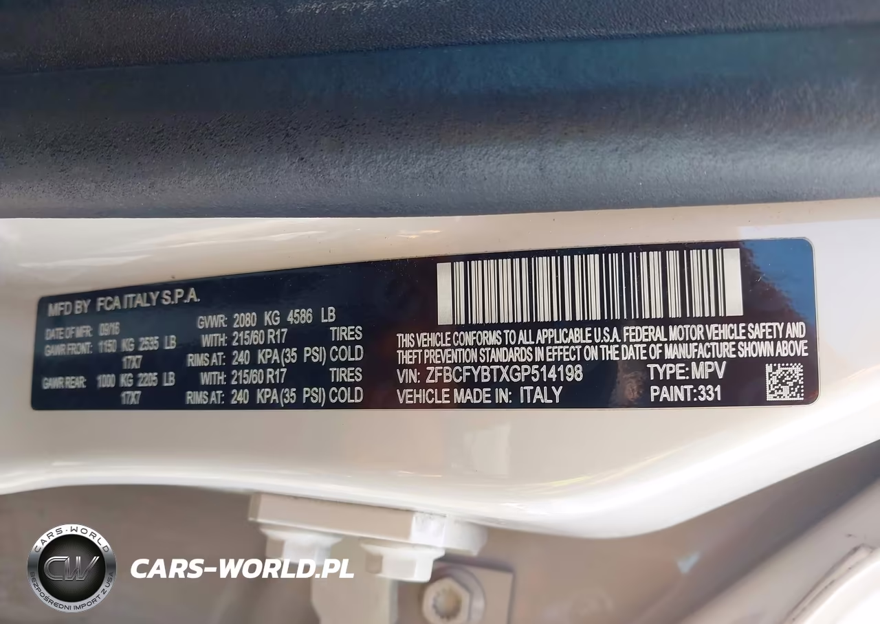 2016 Fiat 500X Easy VIN:ZFBCFYBTXGP514198 - 9