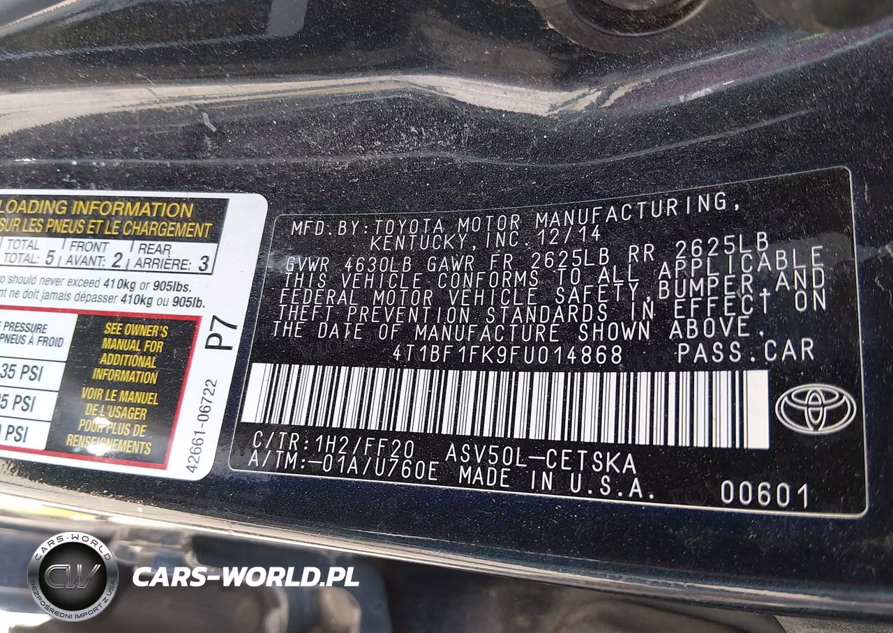 2015 Toyota Camry Se VIN:4T1BF1FK9FU014868 - 9