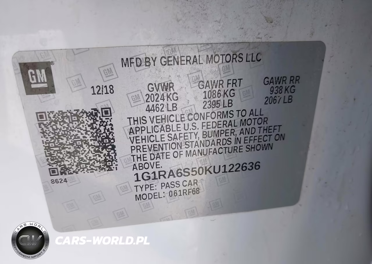2019 Chevrolet Volt Lt VIN:1G1RA6S50KU122636 - 9