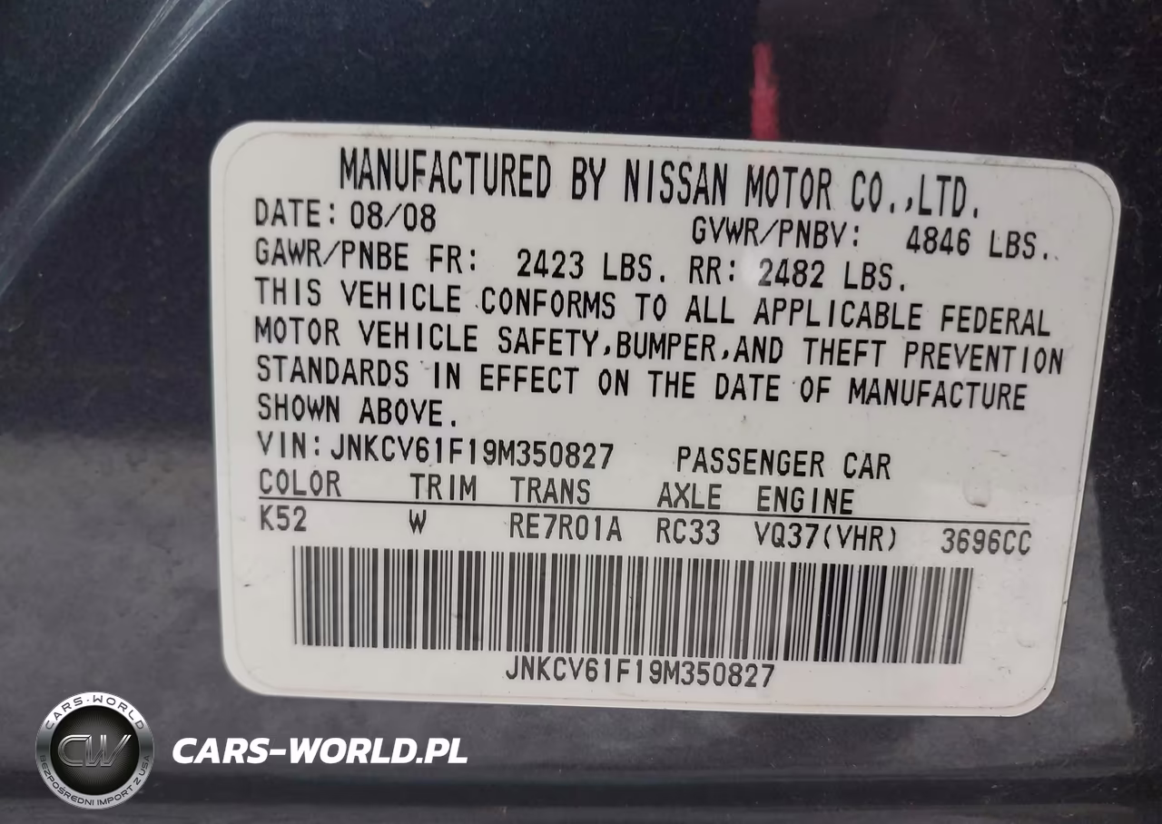 2009 Infiniti G37X VIN:JNKCV61F19M350827 - 9