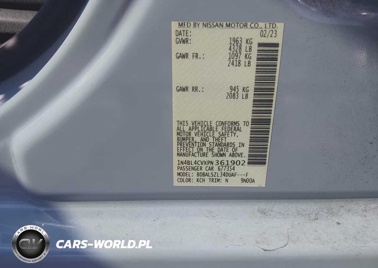 2023 Nissan Altima Sr Fwd VIN:1N4BL4CVXPN361902 - 9
