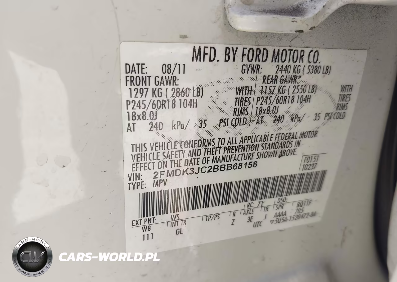 2011 Ford Edge Sel VIN:2FMDK3JC2BBB68158 - 9