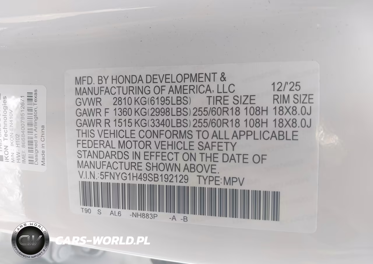 2025 Honda Pilot Ex-L VIN:5FNYG1H49SB192129 - 9