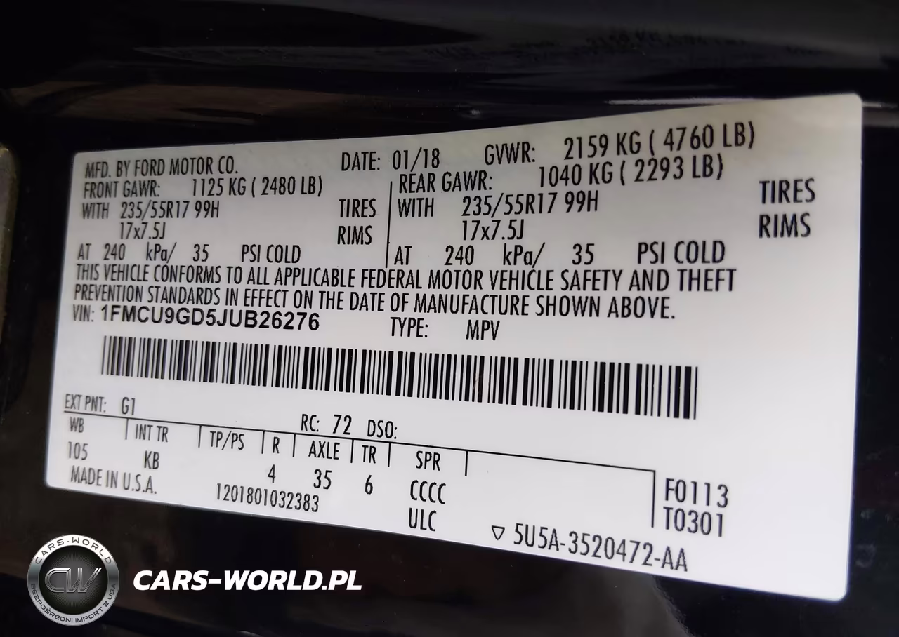 2018 Ford Escape Se VIN:1FMCU9GD5JUB26276 - 9