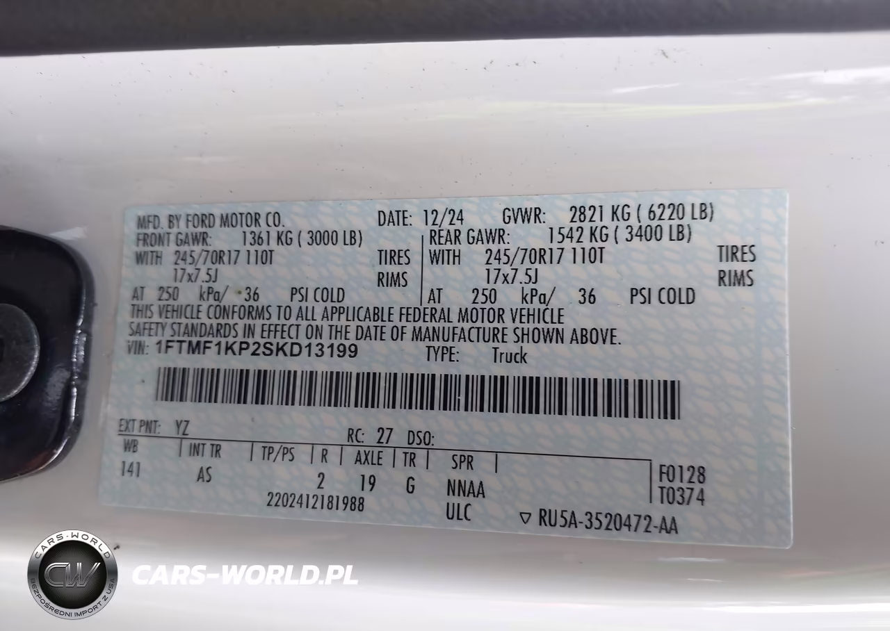 2025 Ford F-150 Xl VIN:1FTMF1KP2SKD13199 - 9