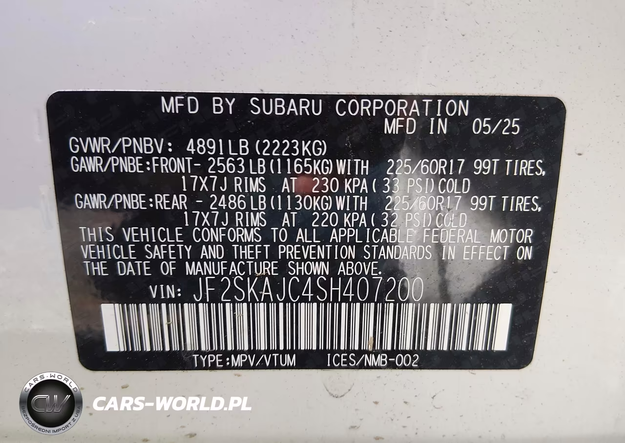 2025 Subaru Forester Wilderness VIN:JF2SKAJC4SH407200 - 9