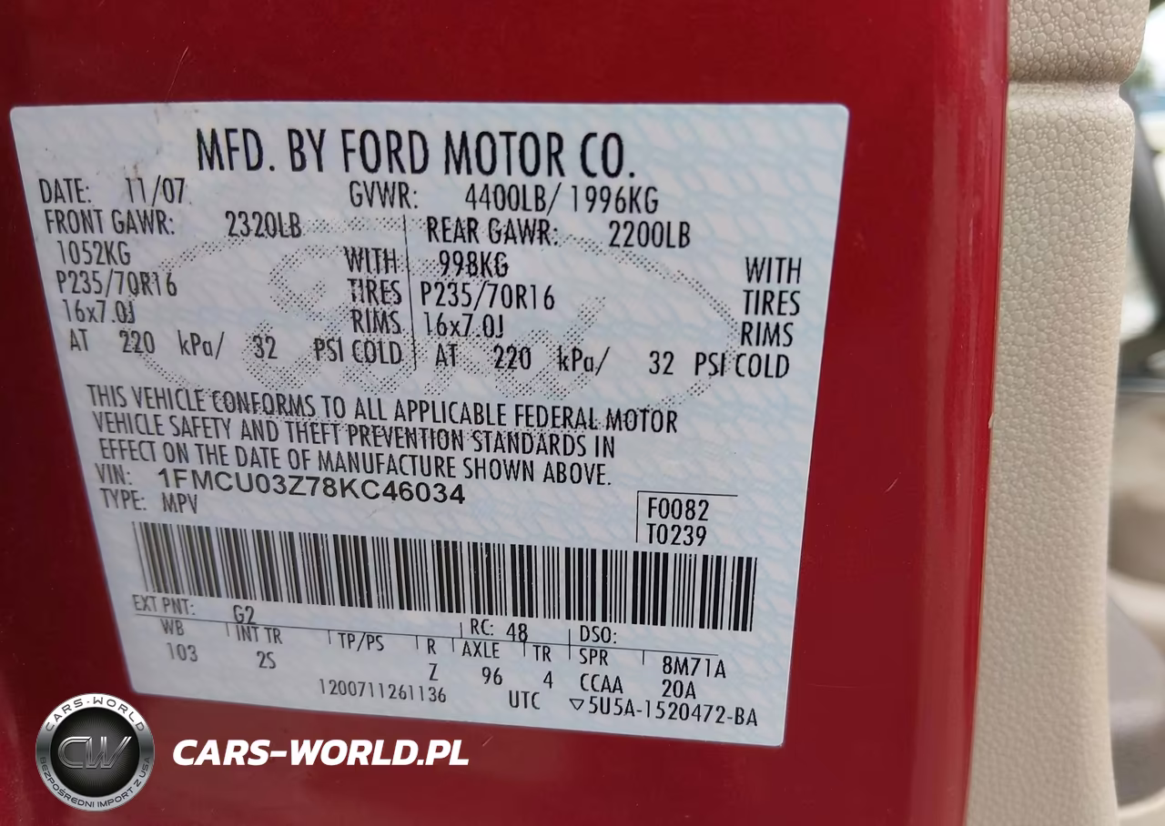 2008 Ford Escape Xlt VIN:1FMCU03Z78KC46034 - 9