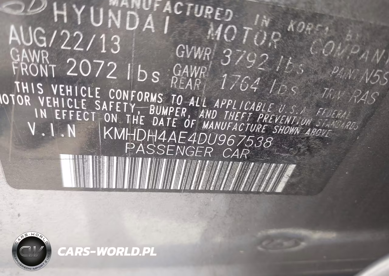 2013 Hyundai Elantra Gls VIN:KMHDH4AE4DU967538 - 9