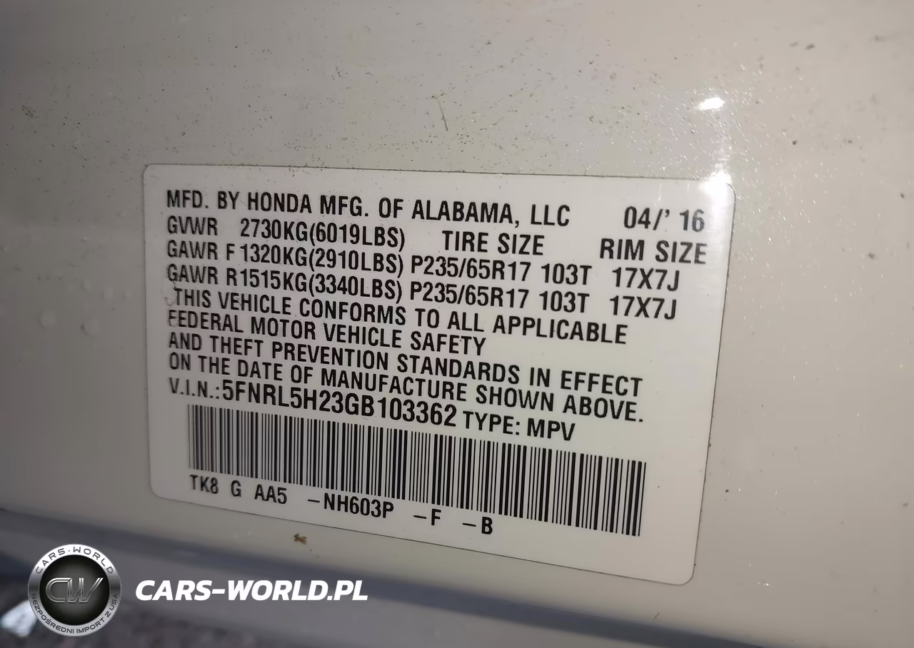 2016 Honda Odyssey Lx VIN:5FNRL5H23GB103362 - 9